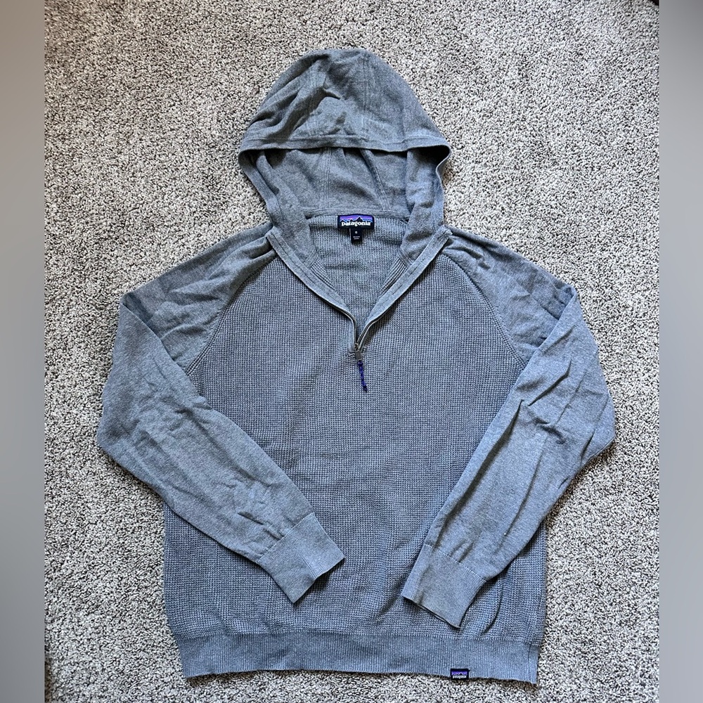 Patagonia gray knit quarter zip pullover sweater size M a15